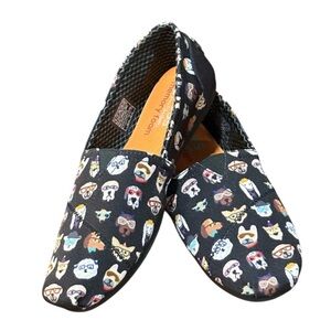 Skechers Bobs Plush Pup Smarts Dog Print Slip On Flats Shoes Size 9